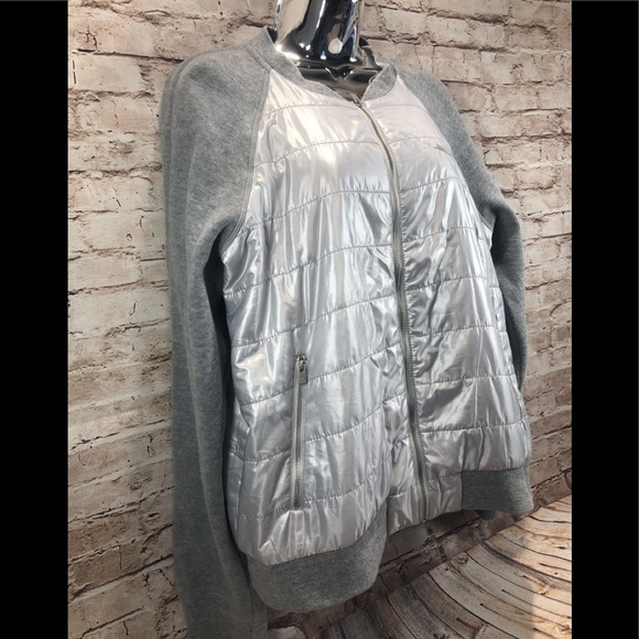 Tommy Baham Aruba silver grey puffer bomber sz L - Picture 1 of 8